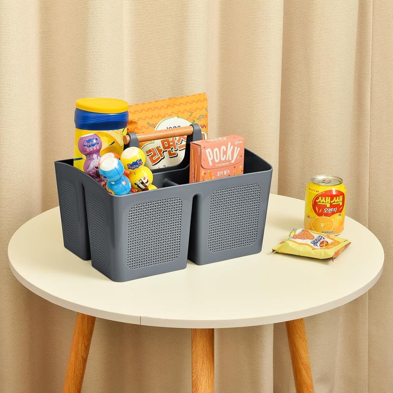 A-Link Portable Shower Caddy Basket with Compartments, Plastic Divided Cleaning Caddy Organizer Storage Tote with Handle for Bathroom, College, Dorm Room Essentials, Dark Gray - Image 5